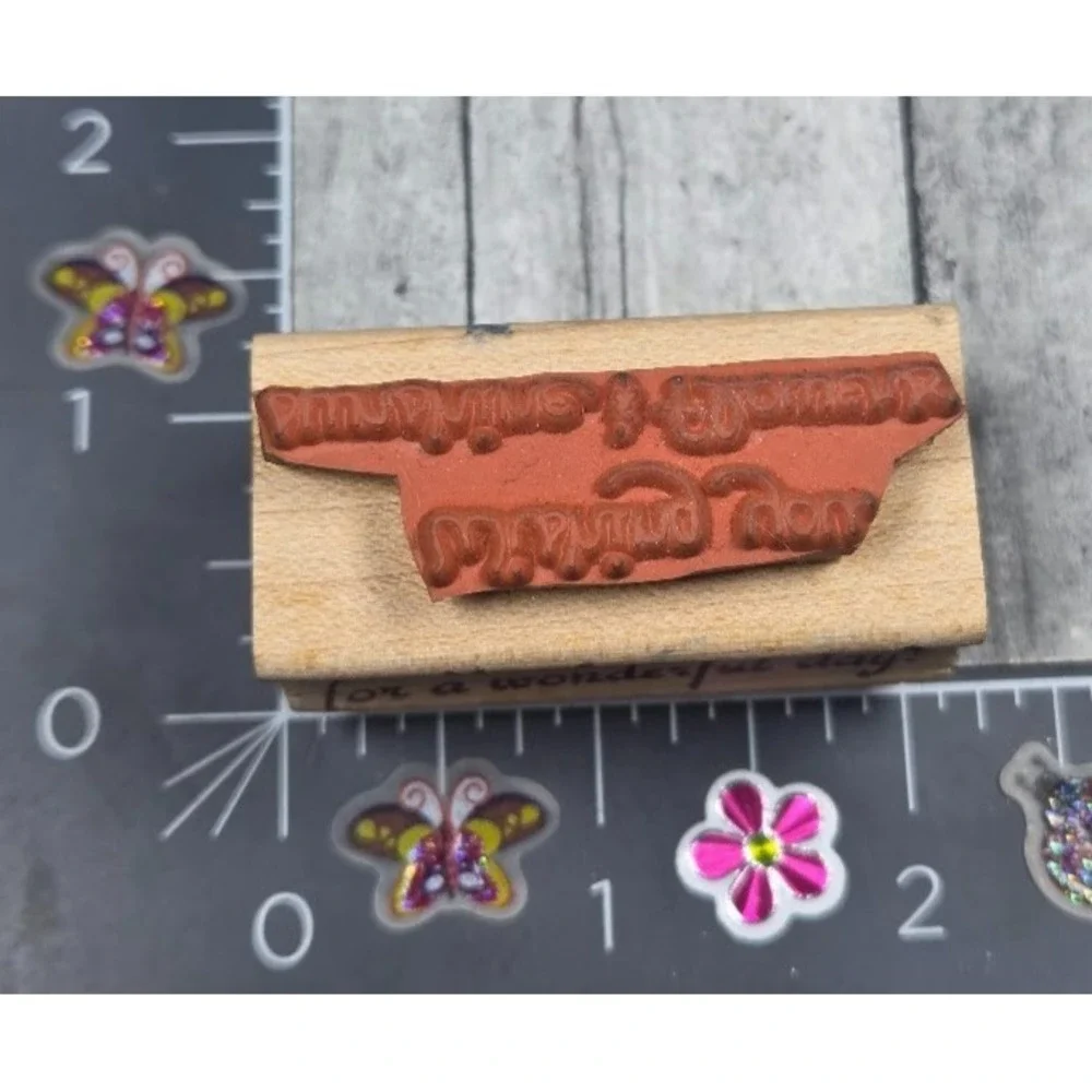 Wishing Sunshine Flowers Wonderful Day Double Sided Rubber Stamp Wood #M15